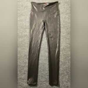 Spanx Faux Leather Bronze Leggings Size Medium